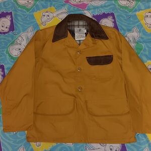 70s Black Sheep Tan Canvas Brown Corduroy Collar Hunting Jacket Vintage